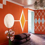 Обои ручная роспись Chez Nina by India Mahdavi Lantana colourway on Arancio dyed silk варинант исполнения - 1 | Loft Concept в Барнауле