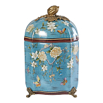 Ваза голубая с крышкой и цветочным узором Genuine Chinese Classics варинант исполнения - 1 | Loft Concept в Барнауле