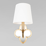 Бра с белым текстильным абажуром и декоративным основанием в виде четырехлистника с зеркальной вставкой Vitorino варинант исполнения - 18 | Loft Concept в Барнауле