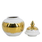 Ваза белая с крышкой и золотистыми фрагментами 24 см Chinoiserie Ceramics варинант исполнения - 2 | Loft Concept в Барнауле