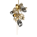 Люстра подвесная вытянутой формы с плафонами из стекла и металла с тремя вертикальными подвесками Gilded Mirage  варинант исполнения - 8 | Loft Concept в Барнауле