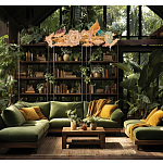 Люстра круглая на золотом каркасе с птичками и цветочным декором Miscellaneous herbs варинант исполнения - 10 | Loft Concept в Барнауле