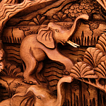 Панно из дерева пять слонов Panel With Animals варинант исполнения - 3 | Loft Concept в Барнауле