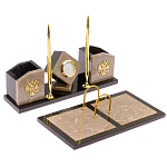 Настольный письменный набор из бежевого мрамора с часами Marble Accessory варинант исполнения - 2 | Loft Concept в Барнауле