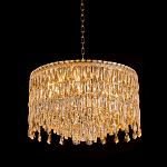 Люстра круглая с хрустальными подвесками на золотистом каркасе Roul Crystal Light варинант исполнения - 3 | Loft Concept в Барнауле