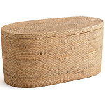 Плетеная овальная корзина с крышкой Shani Rattan Basket варинант исполнения - 1 | Loft Concept в Барнауле