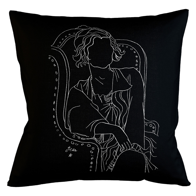 Декоративная подушка White Silhouette Coco Pillow Бежевый Черный Декоративная подушка White Silhouette Coco Pillow Бежевый Черный в Барнауле | Loft Concept
