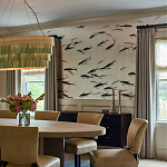 Обои ручная роспись Fishes Blue Pearl on Tarnished Silver gilded silk with pearlescent antiquing варинант исполнения - 3 | Loft Concept в Барнауле