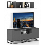 ТВ-тумба цвета графит с  2-мя дверцами и ящиком Strict Lines варинант исполнения - 6 | Loft Concept в Барнауле