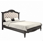 Кровать черная из массива бука с основанием и мягким изголовьем Black Provence варинант исполнения - 1 | Loft Concept в Барнауле