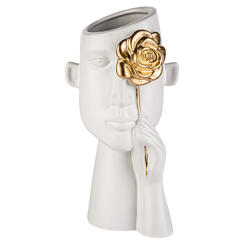 Ваза керамическая Face forever Flower Белый Золотой Ваза керамическая Face forever Flower Белый Золотой в Барнауле | Loft Concept