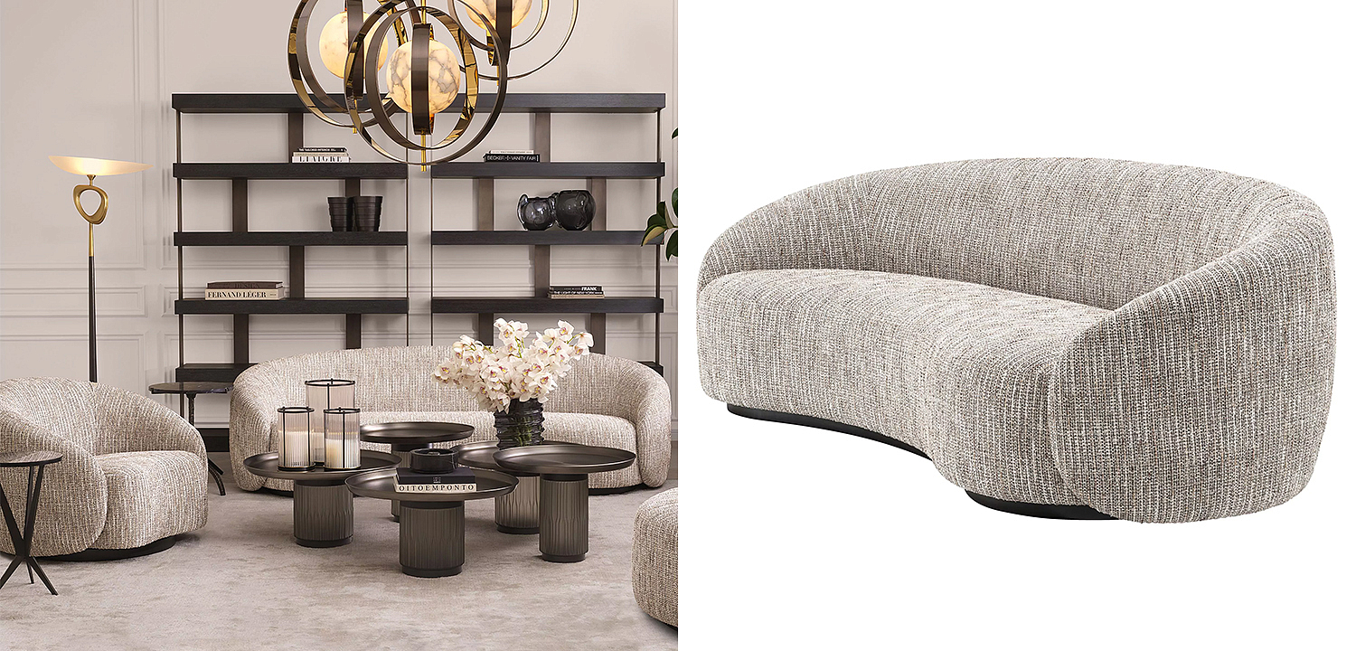 Диван Eichholtz Sofa Amore Бежево-серый Черный Диван Eichholtz Sofa Amore Бежево-серый Черный - Loft-Concept в Барнауле