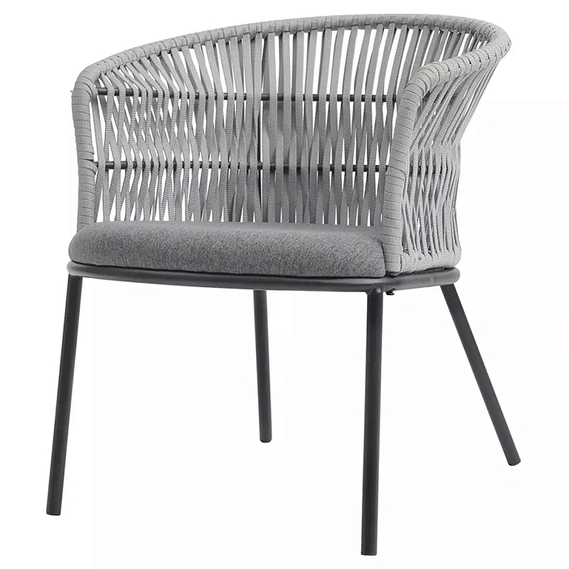 Кресло с декоративным плетением на спинке и подлокотниках Armchair Weaving Серый Светло-серый Темно-серый Кресло с декоративным плетением на спинке и подлокотниках Armchair Weaving Серый Светло-серый Темно-серый в Барнауле | Loft Concept