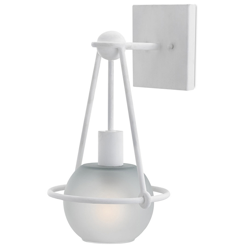 Бра белое с матовым стеклянным плафоном в форме шара White Lighthouse Белый Бра белое с матовым стеклянным плафоном в форме шара White Lighthouse Белый в Барнауле | Loft Concept