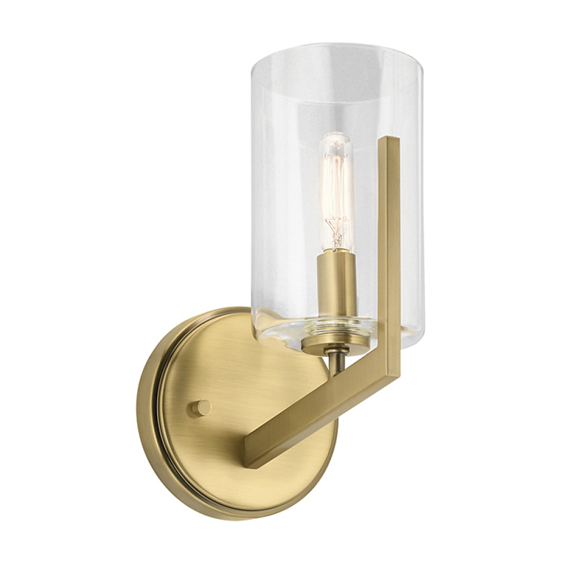 Бра с прозрачным плафоном в форме цилиндра Kichler Латунь Серебряный в Барнауле | Loft Concept 