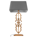 Настольная лампа на ажурном чугунном основании с тканевым серым абажуром Openwork Lamp варинант исполнения - 3 | Loft Concept в Барнауле