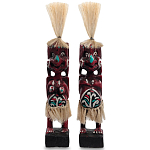 Комплект из 2-х деревянных статуэток Asmat Straw Headdress Statuettes Red Turquoise варинант исполнения - 1 | Loft Concept в Барнауле