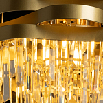 Люстра цвета матового золота с металлическими лентами и длинными прозрачными подвесками Gilded Waves варинант исполнения - 5 | Loft Concept в Барнауле