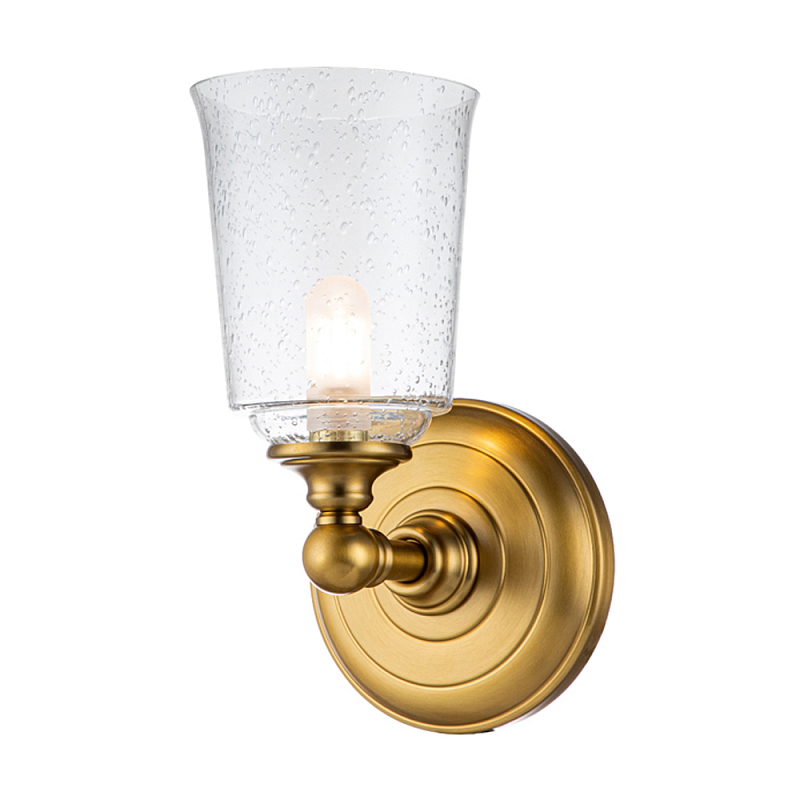 Бра для ванных комнат с прозрачным плафоном из стекла с пузырьками на основании цвета латунь Feiss Матовая латунь Прозрачное Стекло в Барнауле | Loft Concept 