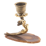 Подсвечник бронзовый из натурального камня агат Stone Candlestick варинант исполнения - 2 | Loft Concept в Барнауле