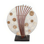 Настольная лампа из перламутра и дерева на подставке Indonesian Round Shell варинант исполнения - 3 | Loft Concept в Барнауле