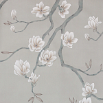 Обои ручная роспись Magnolia Canopy Original Colourway on Oyster Shell metallic silk варинант исполнения - 1 | Loft Concept в Барнауле
