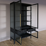 Витрина Primo со стеклянными фасадами и 2 ящиками Черный дуб варинант исполнения - 9 | Loft Concept в Барнауле