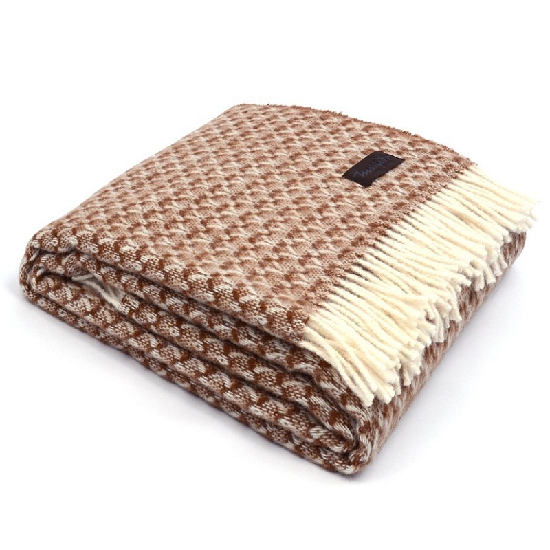 Плед BRIAS TRIANGLE 1200 Marzotto Бежево-серый Коричневый в Барнауле | Loft Concept 