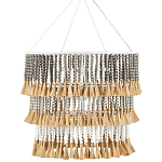 Люстра трехъярусная с декором из круглых деревянных бусин с кисточками Gray Brown Wooden Beads Chandelier варинант исполнения - 3 | Loft Concept в Барнауле