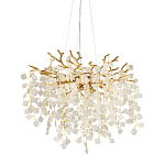 Люстра подвесная золотого цвета с декоративными ветвями и прозрачными рельефными подвесками FAIRYTREE Light варинант исполнения - 1 | Loft Concept в Барнауле
