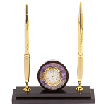 Часы настольные с двумя ручками из натурального камня Stone Clock варинант исполнения - 1 | Loft Concept в Барнауле