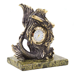 Часы настольные бронзовые в виде русалочки из натурального камня Змеевик Mermaid Stone Clock варинант исполнения - 3 | Loft Concept в Барнауле