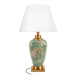 Настольная лампа бирюзовая с цветочным принтом Turquoise Flight варинант исполнения - 1 | Loft Concept в Барнауле