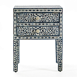 Тумбочка прикроватная White Pearl BEDSIDE CABINET 2 blue DRAWER варинант исполнения - 1 | Loft Concept в Барнауле