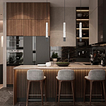 Подвесной светильник с узким цилиндрическим плафоном и черным металлическим декором Concrete Pipe варинант исполнения - 14 | Loft Concept в Барнауле