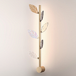 Бра с золотистой вертикальной трубкой и декоративными прозрачными листьями из стекла Sylva  варинант исполнения - 3 | Loft Concept в Барнауле
