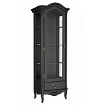 Витрина черная однодверная из массива бука с 4-мя полками и ящиком Black Provence варинант исполнения - 1 | Loft Concept в Барнауле