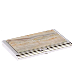 Визитница карманная металлическая с накладкой из натурального камня Агат Stone Business Card Holders  варинант исполнения - 2 | Loft Concept в Барнауле