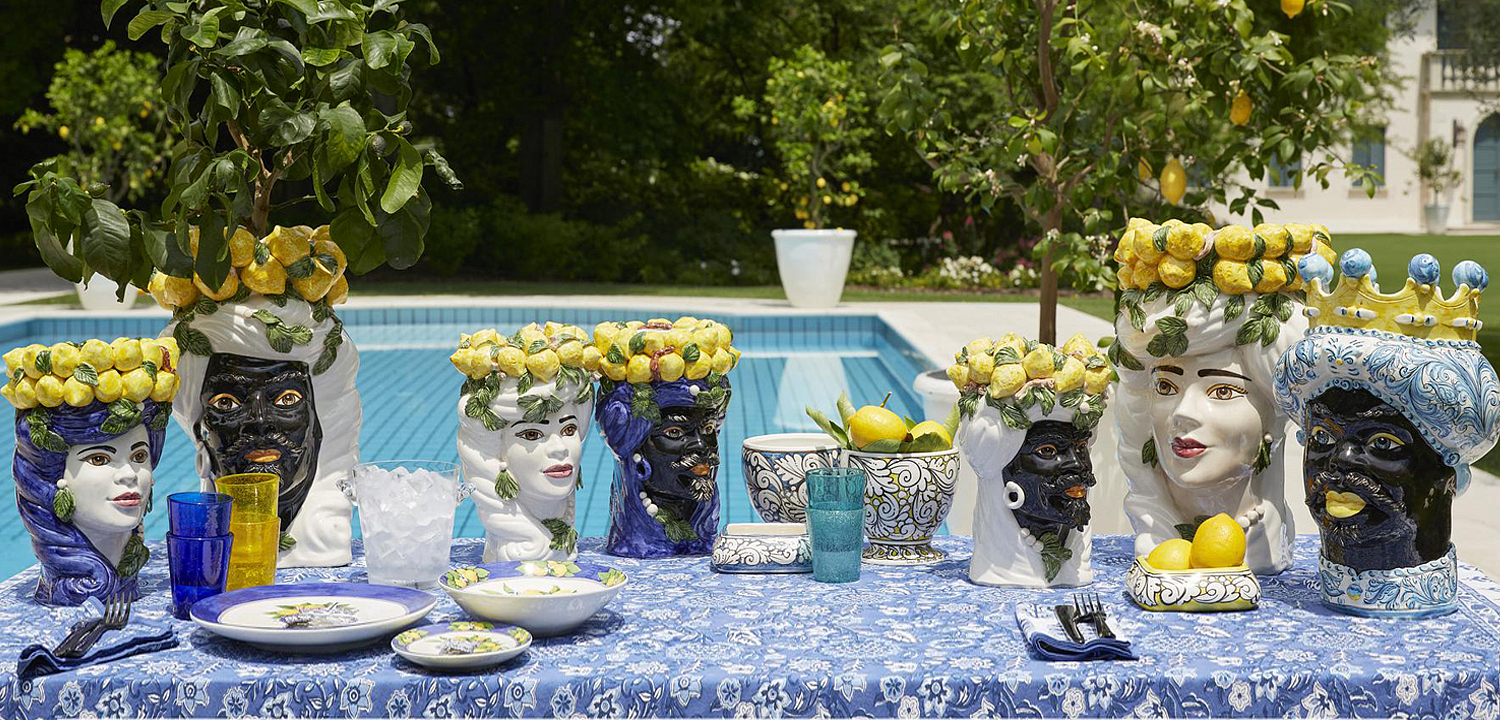 Ваза VASE MORO MAN ORNATE Blue and Yellow Ваза VASE MORO MAN ORNATE Blue and Yellow - Loft-Concept в Барнауле
