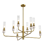 Люстра с 8-ю плафонами в форме стеклянных трубок и мраморных декоративных элементов Montreal варинант исполнения - 9 | Loft Concept в Барнауле