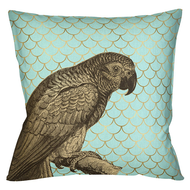 Подушка Safari light blue parrot Бирюзовый Глянцевое золото Подушка Safari light blue parrot Бирюзовый Глянцевое золото в Барнауле | Loft Concept