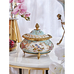 Шкатулка с крышкой из голубого фарфора с риунком птиц и цветов Blue Garden варинант исполнения - 3 | Loft Concept в Барнауле