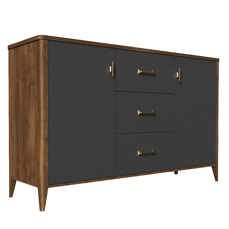 Комод с тремя ящиками и дверцами из массива бука Tasteful Furniture Серый Комод с тремя ящиками и дверцами из массива бука Tasteful Furniture Серый в Барнауле | Loft Concept