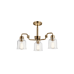 Люстра цвета латунь с 3-мя прозрачными стеклянными плафонами Kichler варинант исполнения - 3 | Loft Concept в Барнауле