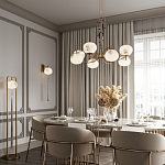 Подвесной светильник с шарообразным плафоном из белого стекла с подвеской из камня и кисточкой Agatelle варинант исполнения - 5 | Loft Concept в Барнауле