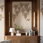 Обои с вышивкой ручной работы Deco Wisteria ﻿Midas colourway on Liso Pearl wool sateen варинант исполнения - 4 | Loft Concept в Барнауле