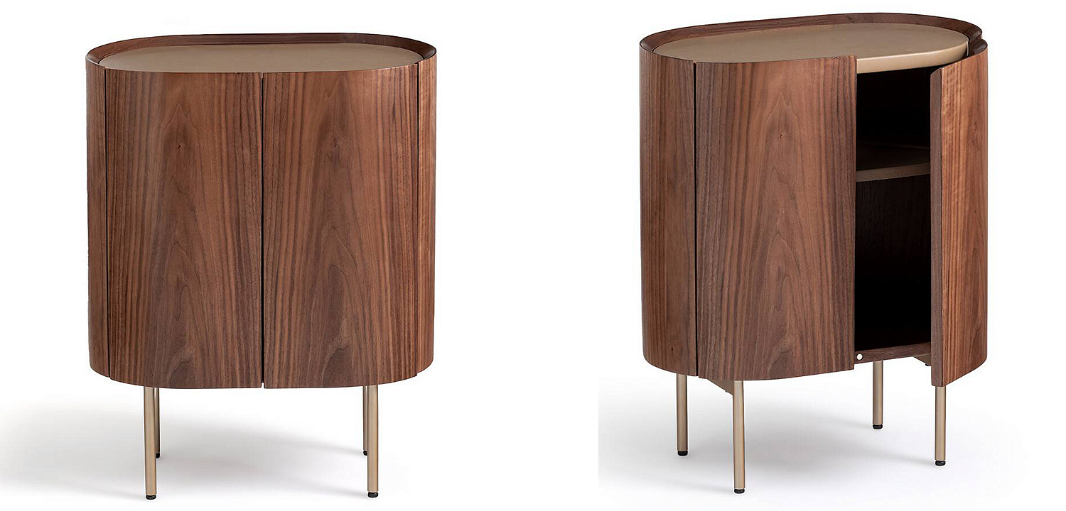 Тумба округлой формы Walnut and Leather массив ореха и столешница из натуральной кожи Тумба округлой формы Walnut and Leather массив ореха и столешница из натуральной кожи - Loft-Concept в Барнауле