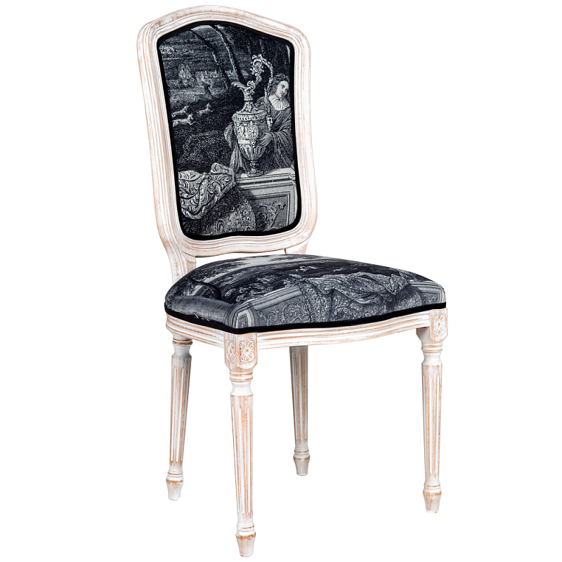 Стул Fontainebleau Stool Черно-белый Белый винтажная патина Стул Fontainebleau Stool Черно-белый Белый винтажная патина в Барнауле | Loft Concept