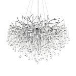 Люстра подвесная с прозрачными стеклянными подвесками в форме капель Диаметр 80 см Droplet Chandelier варинант исполнения - 7 | Loft Concept в Барнауле