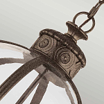 Подвесной светильник бронзового цвета с прозрачным стеклянным плафоном в форме шара в индустриальном стиле на цепи 4 лампы Feiss варинант исполнения - 5 | Loft Concept в Барнауле